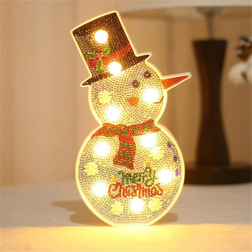 Christmas Lights DIY Creative Diamond Painting Christmas Tree Snowman LED Night Light - Snowman - 1