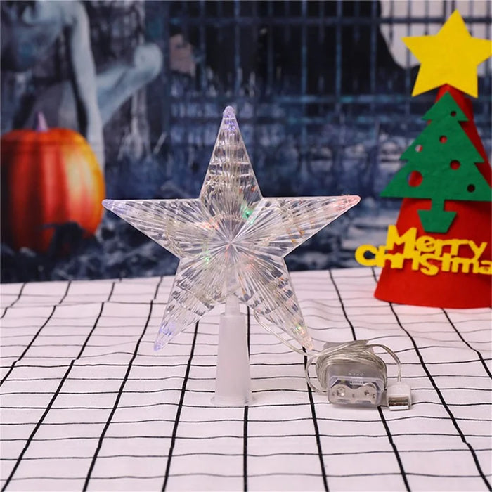 USB LED Light Star Ornament Party Supplies Christmas Tree Top Lamp - 3