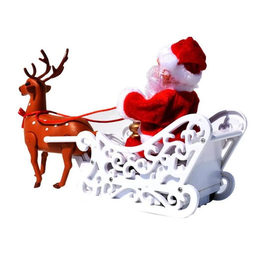 Christmas Santa Claus Doll Elk Sled Toy Electric Universal Car with Music - 2