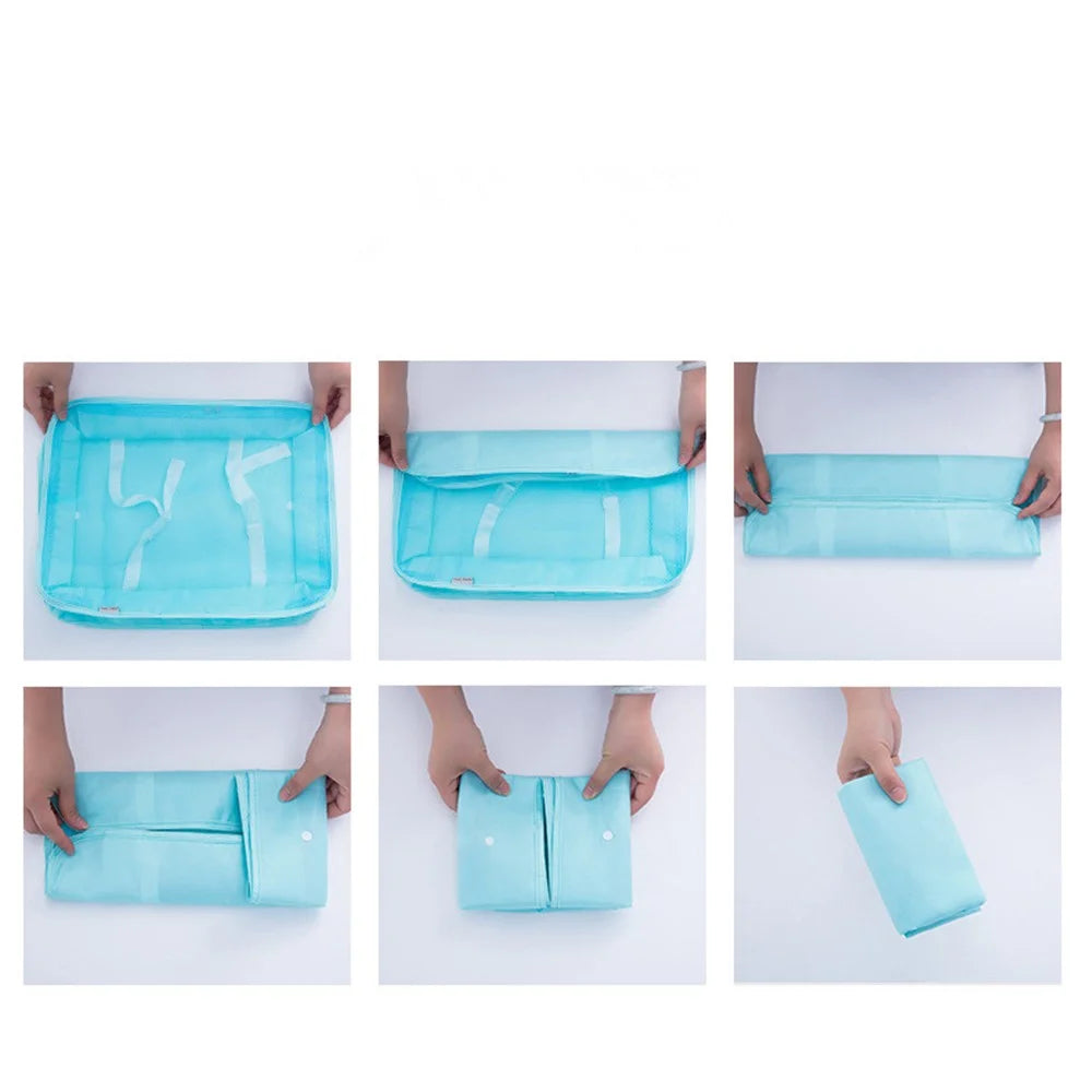 8PCS/Set Travel Luggage Packing Cubes Storage Bags Packing Organizer Bags - Baby Blue - 2