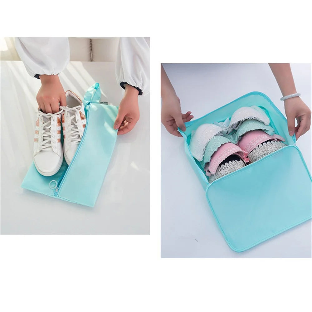 8PCS/Set Travel Luggage Packing Cubes Storage Bags Packing Organizer Bags - Baby Blue - 7