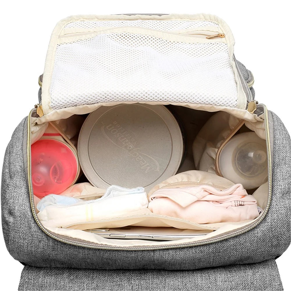 Large Capacity Mummy Maternity Nappy Shoulder Bag Baby Bag Travel Backpack - Grey - 4