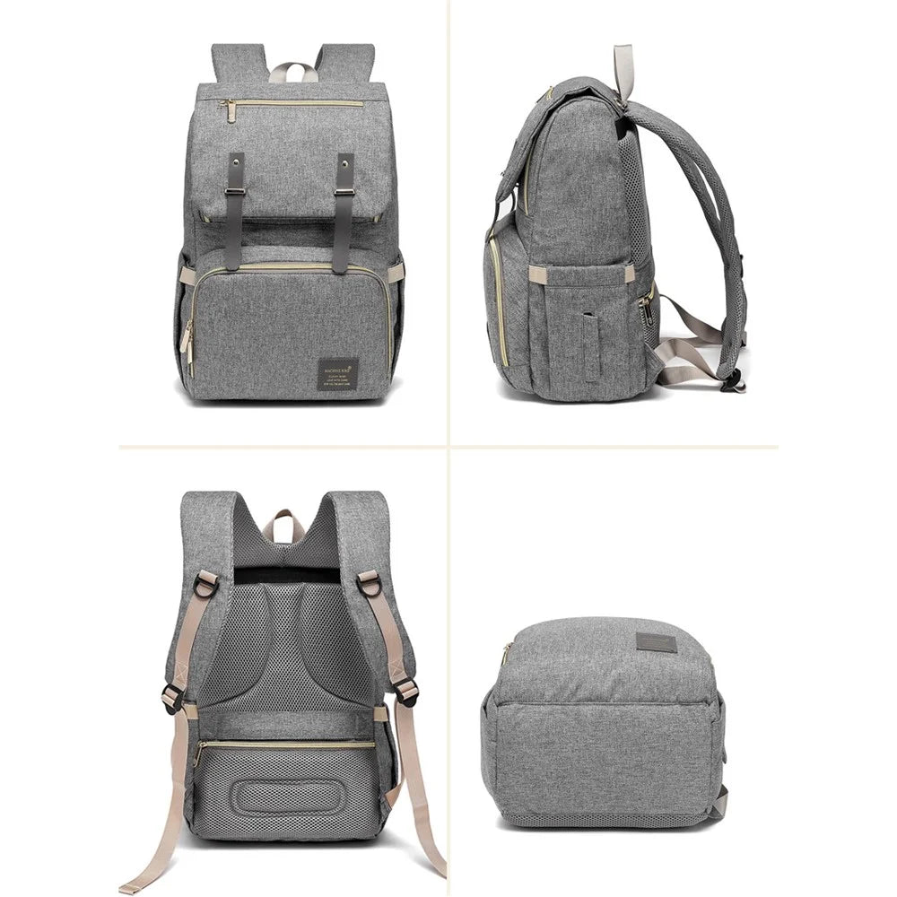 Large Capacity Mummy Maternity Nappy Shoulder Bag Baby Bag Travel Backpack - Grey - 5