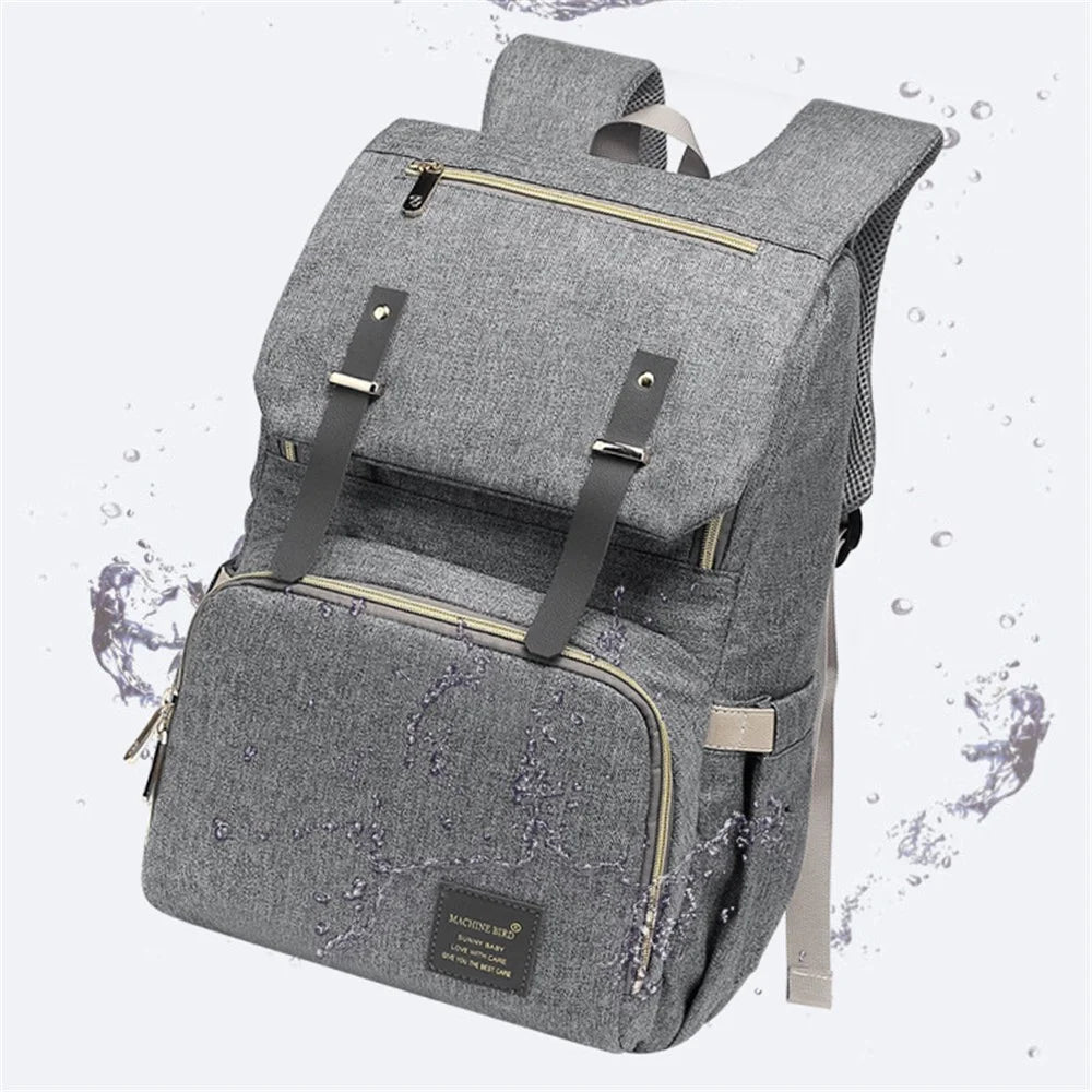 Large Capacity Mummy Maternity Nappy Shoulder Bag Baby Bag Travel Backpack - Grey - 6