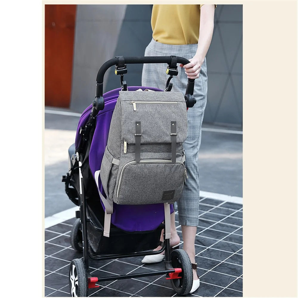 Large Capacity Mummy Maternity Nappy Shoulder Bag Baby Bag Travel Backpack - Grey - 7