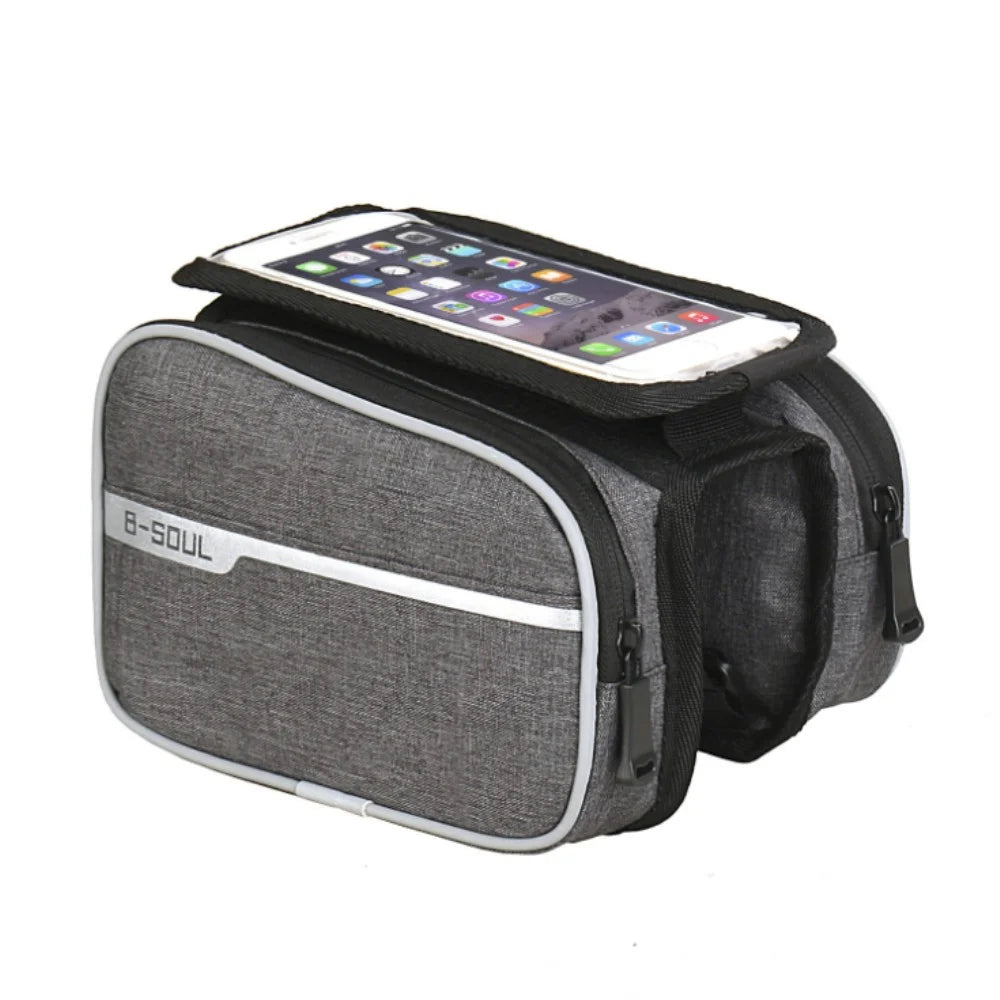 B-SOUL 2L Beam of Bicycle Pack Bicycle Pack 6.2 inch Touch Screen Mobile Phone Pack- Grey - 2
