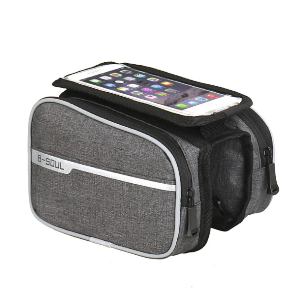 B-SOUL 2L Beam of Bicycle Pack Bicycle Pack 6.2 inch Touch Screen Mobile Phone Pack- Grey - 6