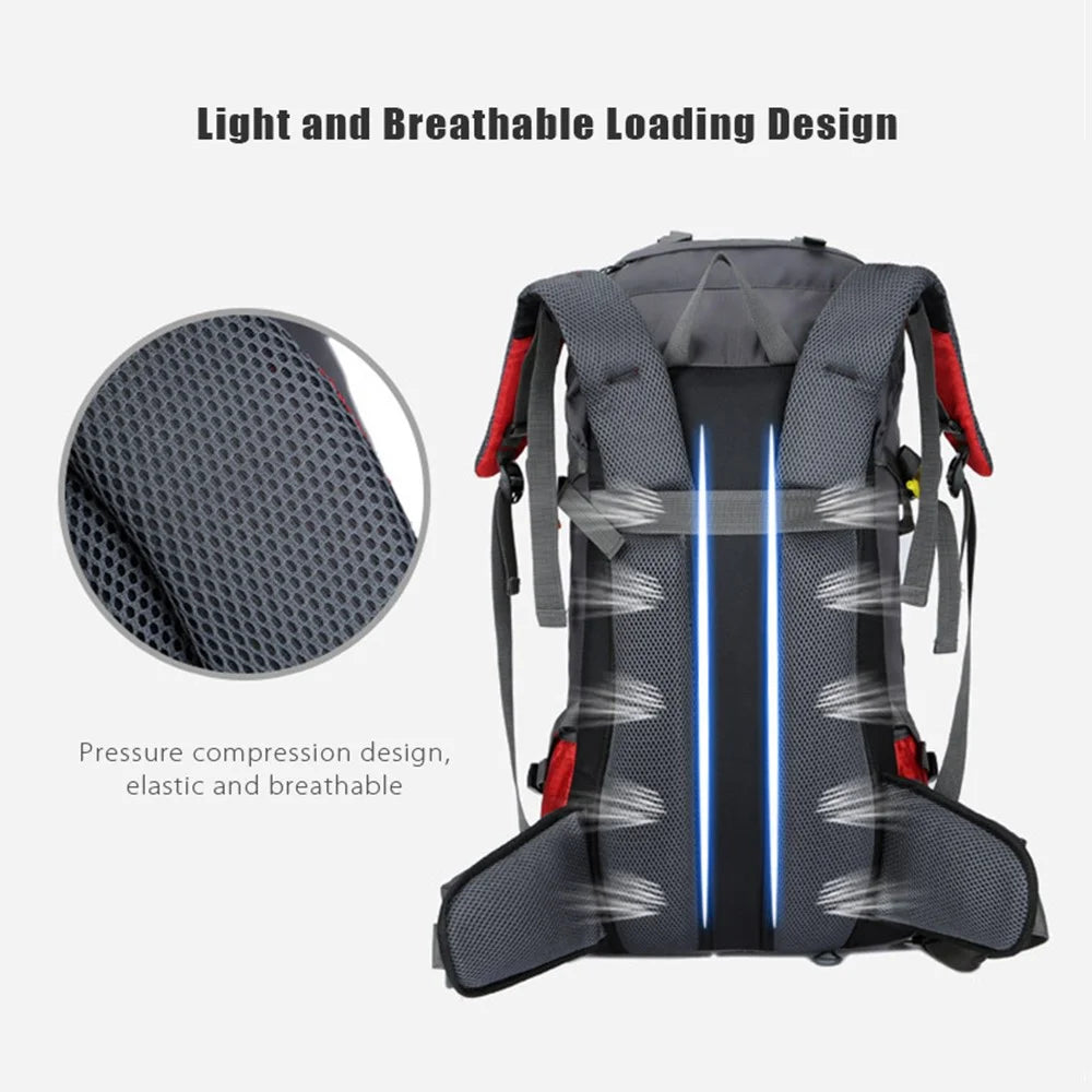 FREEDOM KNIGHT 60L Large Capacity Travel Hiking Camping Outdoor Backpack - Black - 6