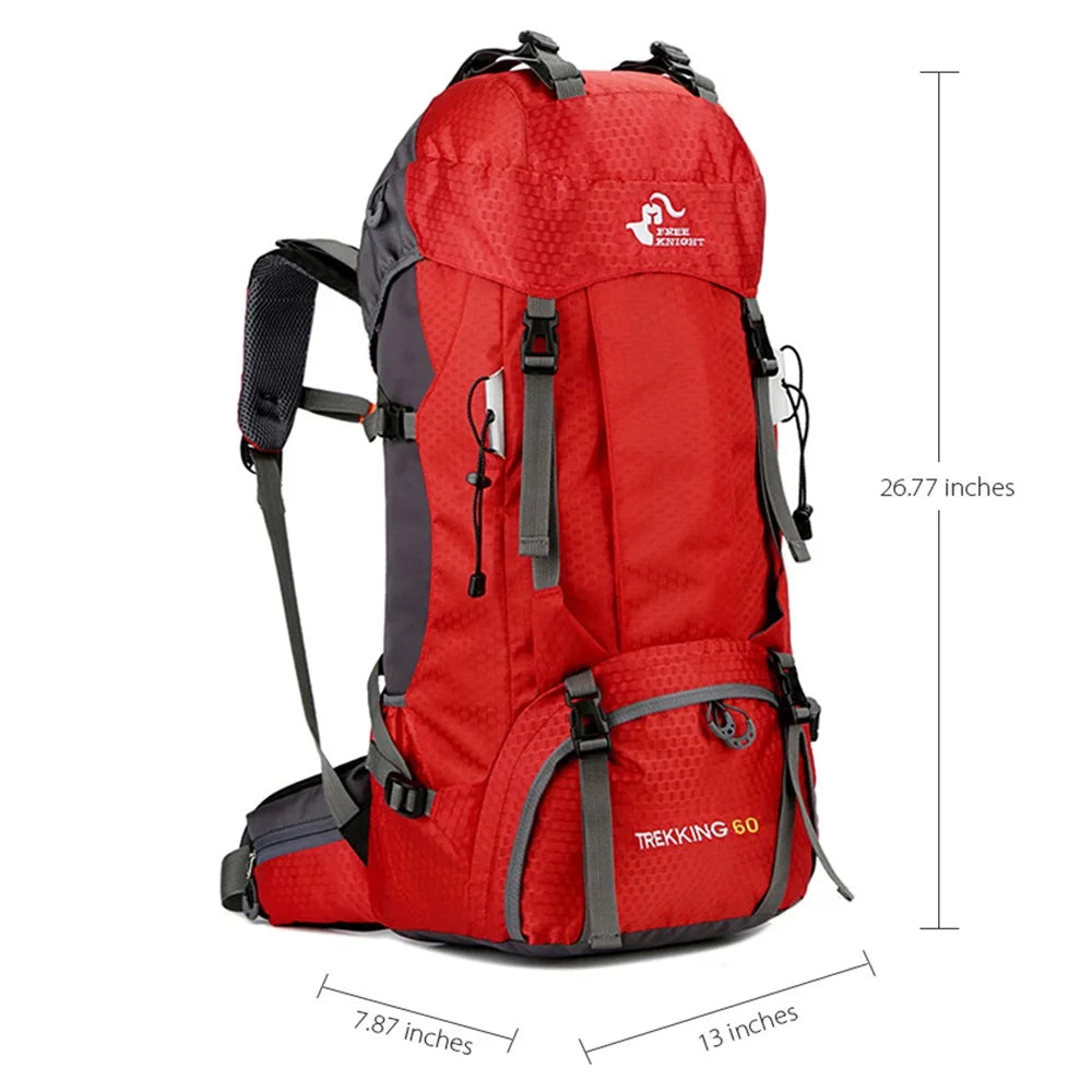 FREEDOM KNIGHT 60L Large Capacity Travel Hiking Camping Outdoor Backpack - Black - 7