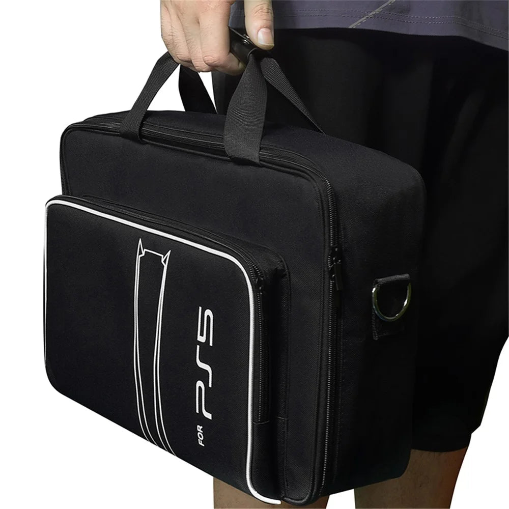 For Sony PlayStation 5 Portable Travel Storage Bag Game Console Accessories Handbag Crossbody Bag - Black / White - 6