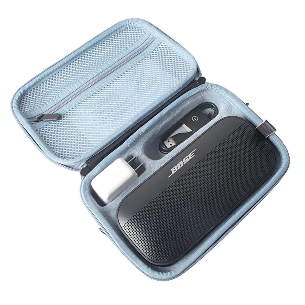 For Bose Soundlink Flex Gen 2 / Flex Shockproof Storage Box Dustproof Wear-Resistant Speaker Storage Case Bag with Shoulder Strap - Black / Blue - 6