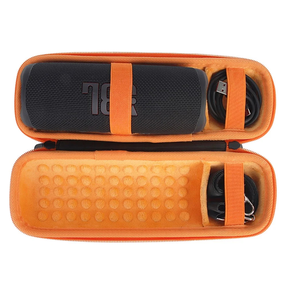 For JBL Flip 6/Flip 5/Flip 4 Portable Shockproof Carrying Case Bluetooth-compatible Speaker Storage Bag - Black/Orange - 2