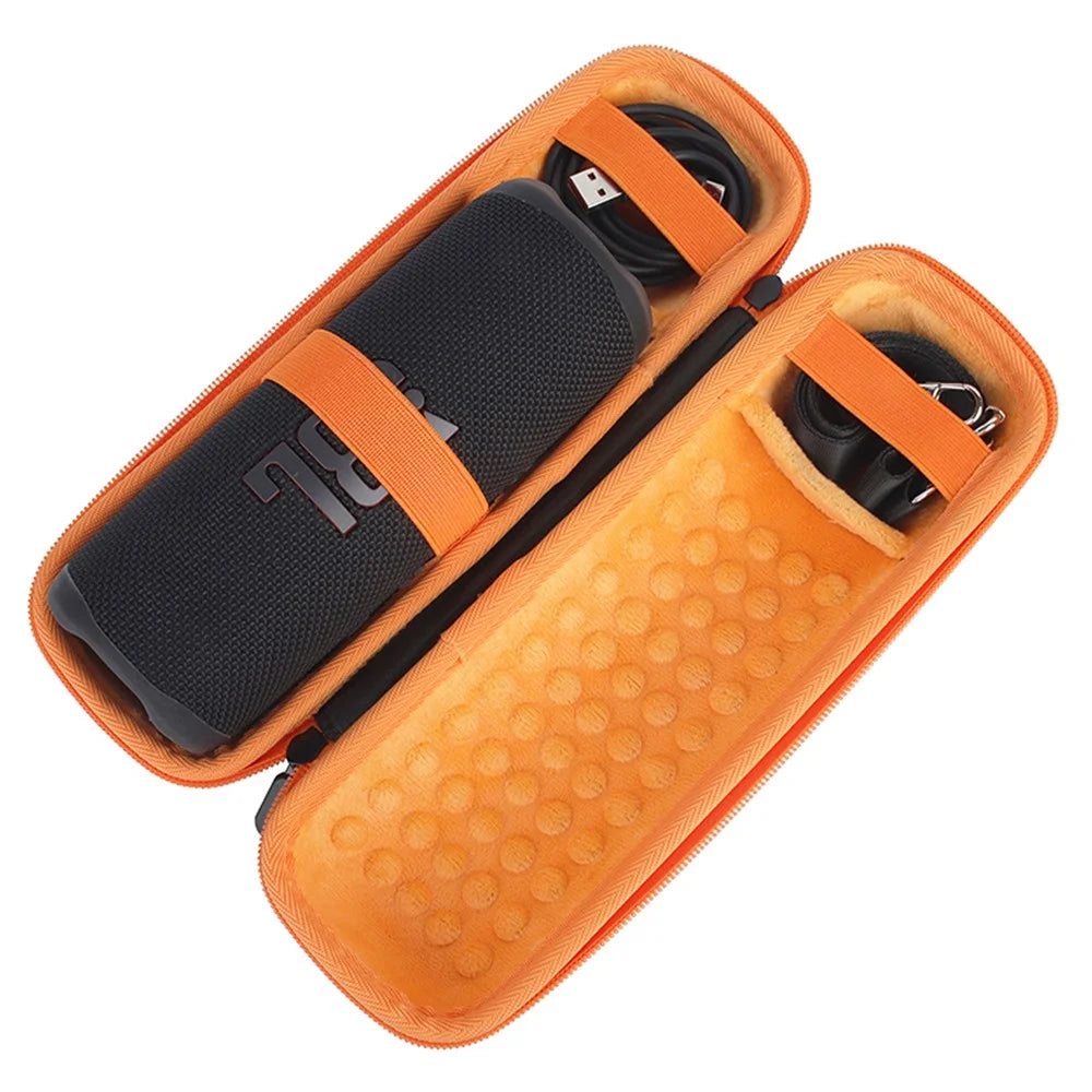 For JBL Flip 6/Flip 5/Flip 4 Portable Shockproof Carrying Case Bluetooth-compatible Speaker Storage Bag - Black/Orange - 3