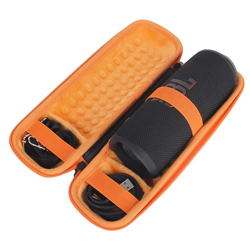 For JBL Flip 6/Flip 5/Flip 4 Portable Shockproof Carrying Case Bluetooth-compatible Speaker Storage Bag - Black/Orange - 4