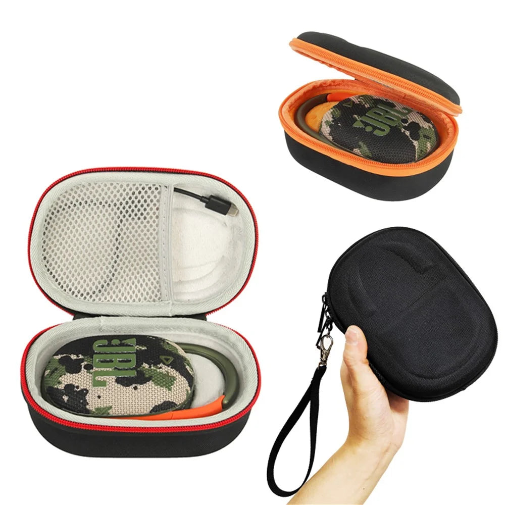 For JBL Clip4 Speaker Hard EVA Storage Box Travel Portable Bag - Black/Grey - 4
