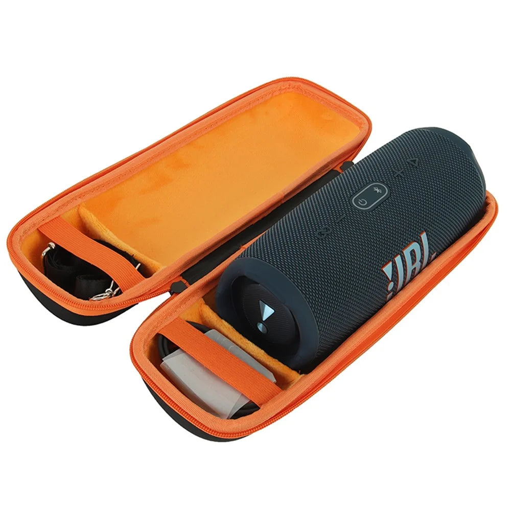 For JBL Charge 5 Bluetooth-compatible Speaker Oxford Cloth Protective Carrying Case Speaker Storage Bag - Black/Orange - 1