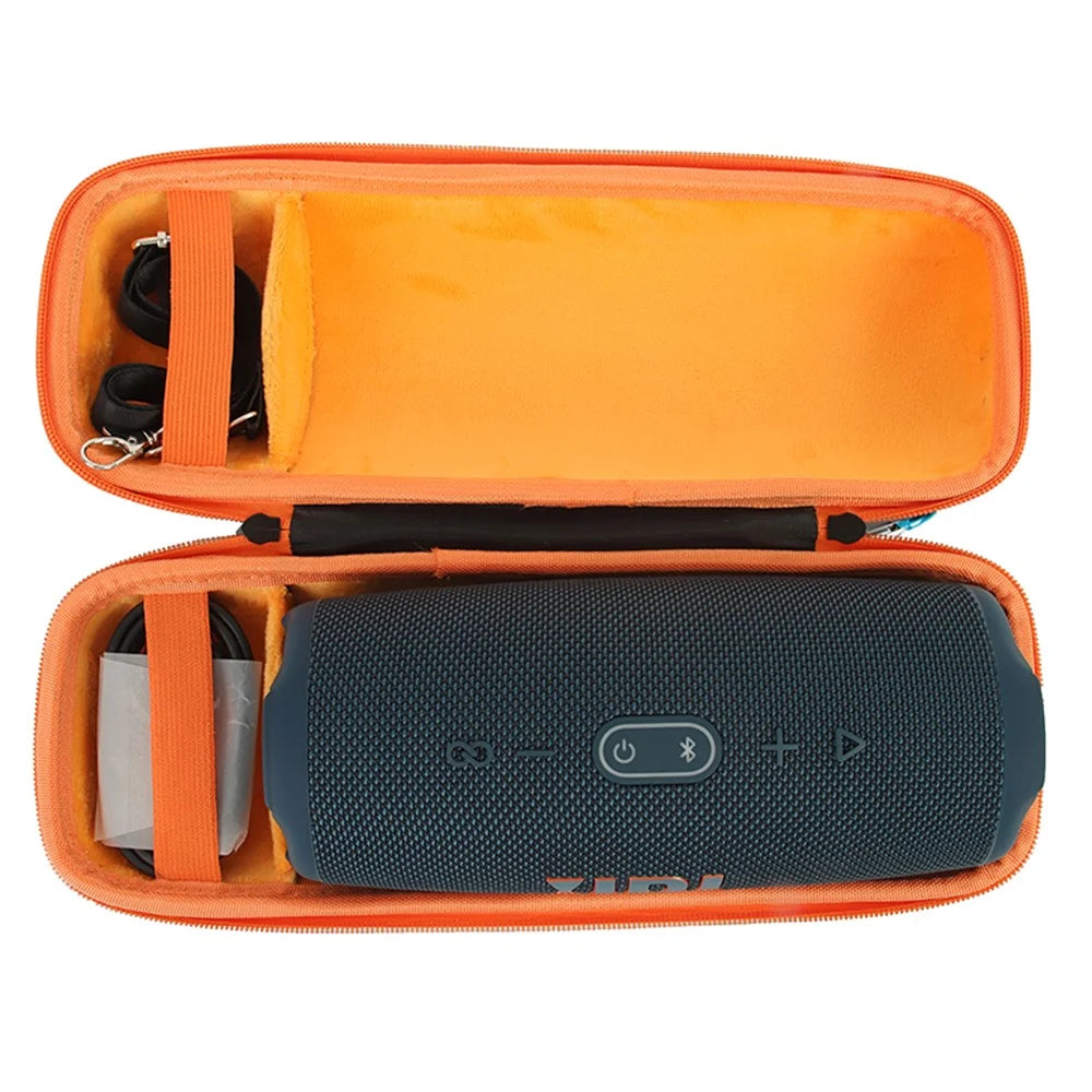 For JBL Charge 5 Bluetooth-compatible Speaker Oxford Cloth Protective Carrying Case Speaker Storage Bag - Black/Orange - 2