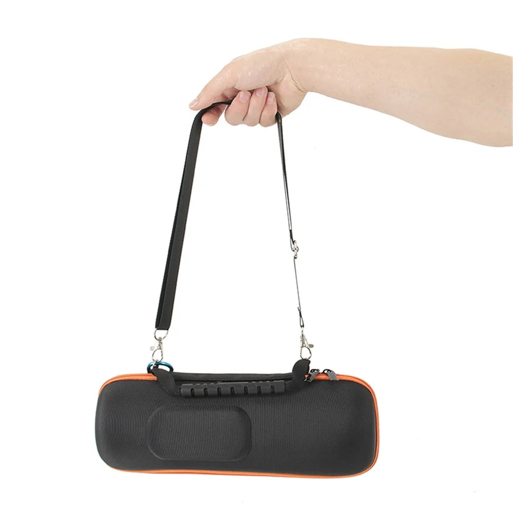 For JBL Charge 5 Bluetooth-compatible Speaker Oxford Cloth Protective Carrying Case Speaker Storage Bag - Black/Orange - 7