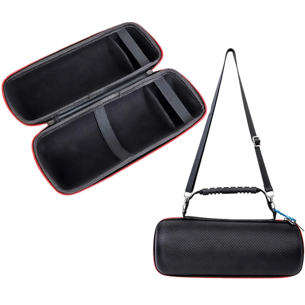 For JBL Pulse4 Shockproof Storage Bag with Shoulder Strap Bluetooth-compatible Speaker Carrying Case - Grid Black - 1