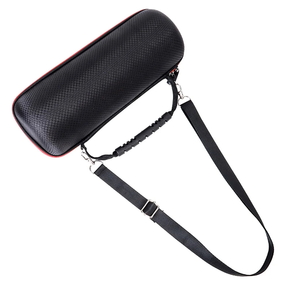 For JBL Pulse4 Shockproof Storage Bag with Shoulder Strap Bluetooth-compatible Speaker Carrying Case - Grid Black - 4