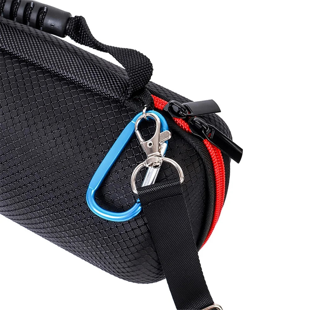 For JBL Pulse4 Shockproof Storage Bag with Shoulder Strap Bluetooth-compatible Speaker Carrying Case - Grid Black - 7