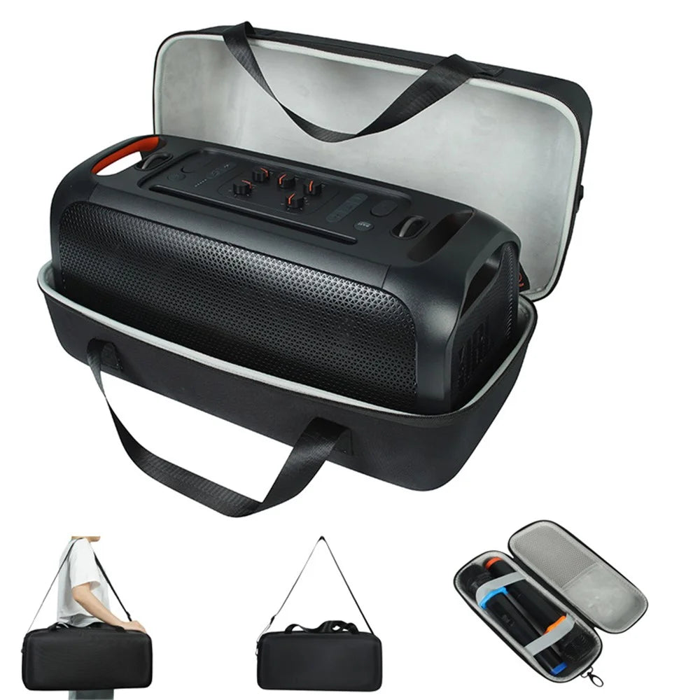 for JBL PartyBox On-The-Go Shockproof Hard EVA Storage Bag Carrying Box with Microphone Bag - Grey - 1