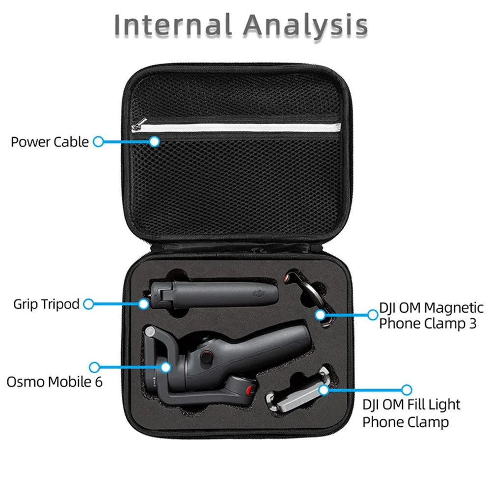 Portable Storage Bag for DJI OM 6, Handheld Gimbal Accessories Handbag Shockproof Carrying Case - Black / Black Liner - 6