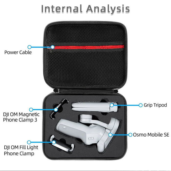 For DJI Osmo Mobile SE Shockproof Carrying Bag Portable Storage Case with Handle - Grey - 6