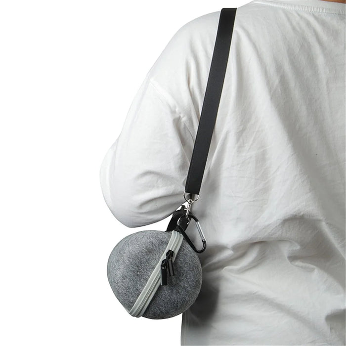 Felt Storage Bag for JBL Pulse 5 Bluetooth-compatible Speaker, Shockproof Zipper Carrying Case with Shoulder Strap and Carabiner - Grey - 2