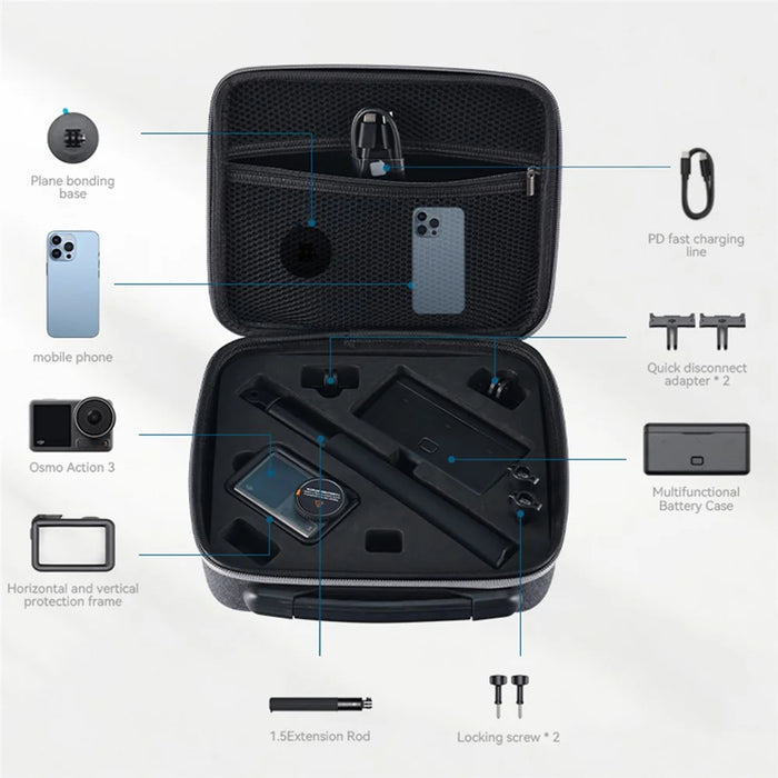 Carrying Case for DJI Osmo Action 3 Cameras Portable Storage Bag Lightweight Protective Case - 2