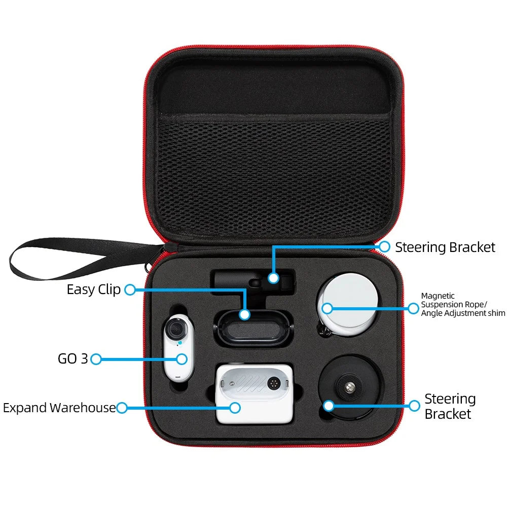 For Insta360 Go 3 / Go 3S Camera Protective Organizer Case Ant Cloth+EVA Storage Bag - Black - 5