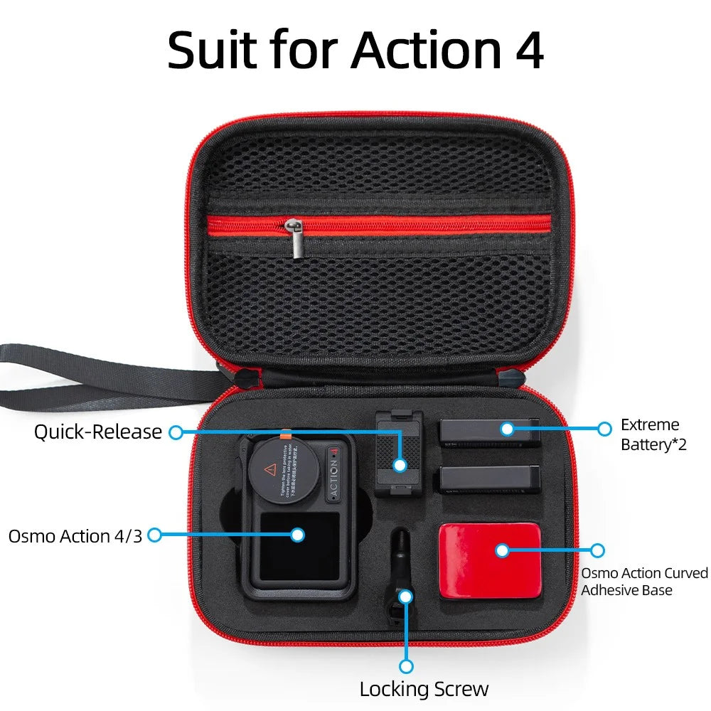 For DJI Action 5 Pro / 4 / 3 Sports Camera Portable EVA Storage Bag Shockproof Carrying Case - Black - 5