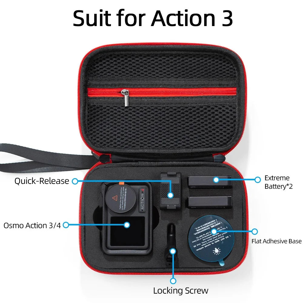 For DJI Action 5 Pro / 4 / 3 Sports Camera Portable EVA Storage Bag Shockproof Carrying Case - Black - 6