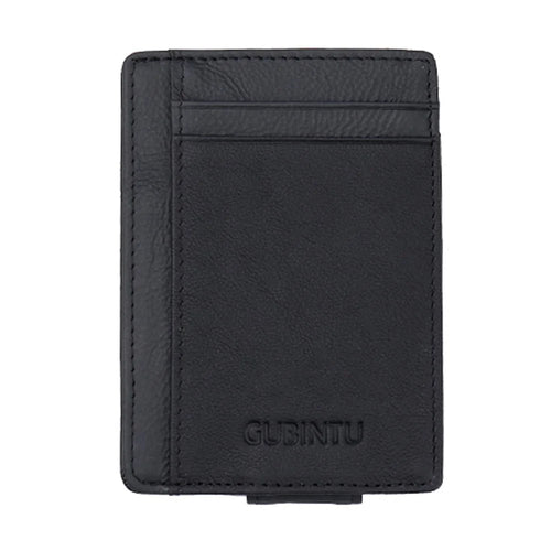 GUBINTU Anti-theft Credit Card Holder Genuine Leather Anti-magnetic RFID Money Clip for Men - Black - 1