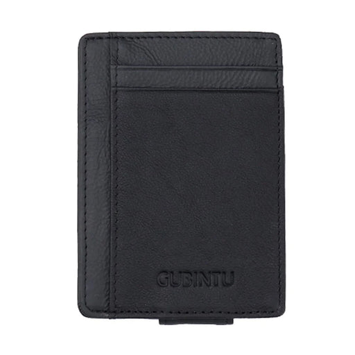 GUBINTU Anti-theft Credit Card Holder Genuine Leather Anti-magnetic RFID Money Clip for Men - Black - 1
