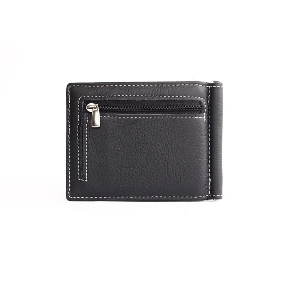 GUBINTU 6018 Men's Bi-fold Top Layer Genuine Leather Purse Short Wallet - Black - 2