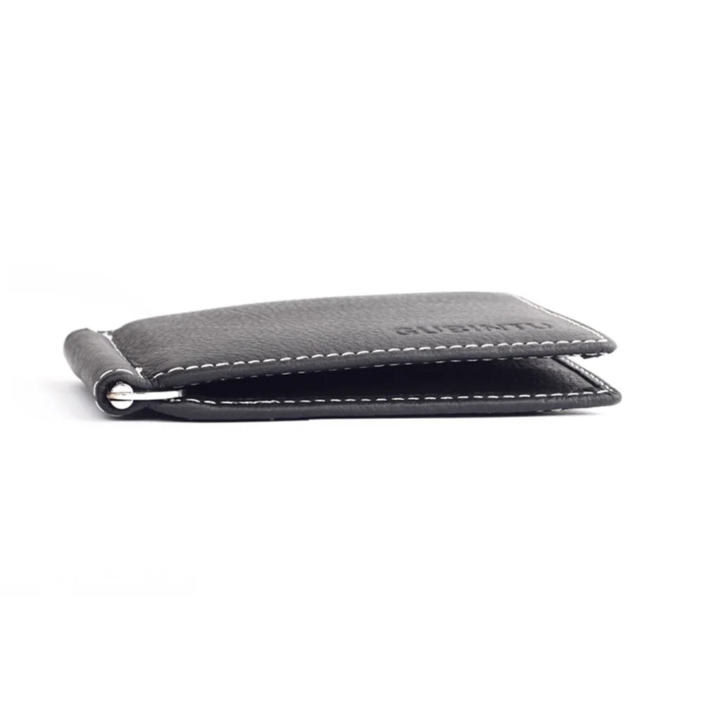 GUBINTU 6018 Men's Bi-fold Top Layer Genuine Leather Purse Short Wallet - Black - 3