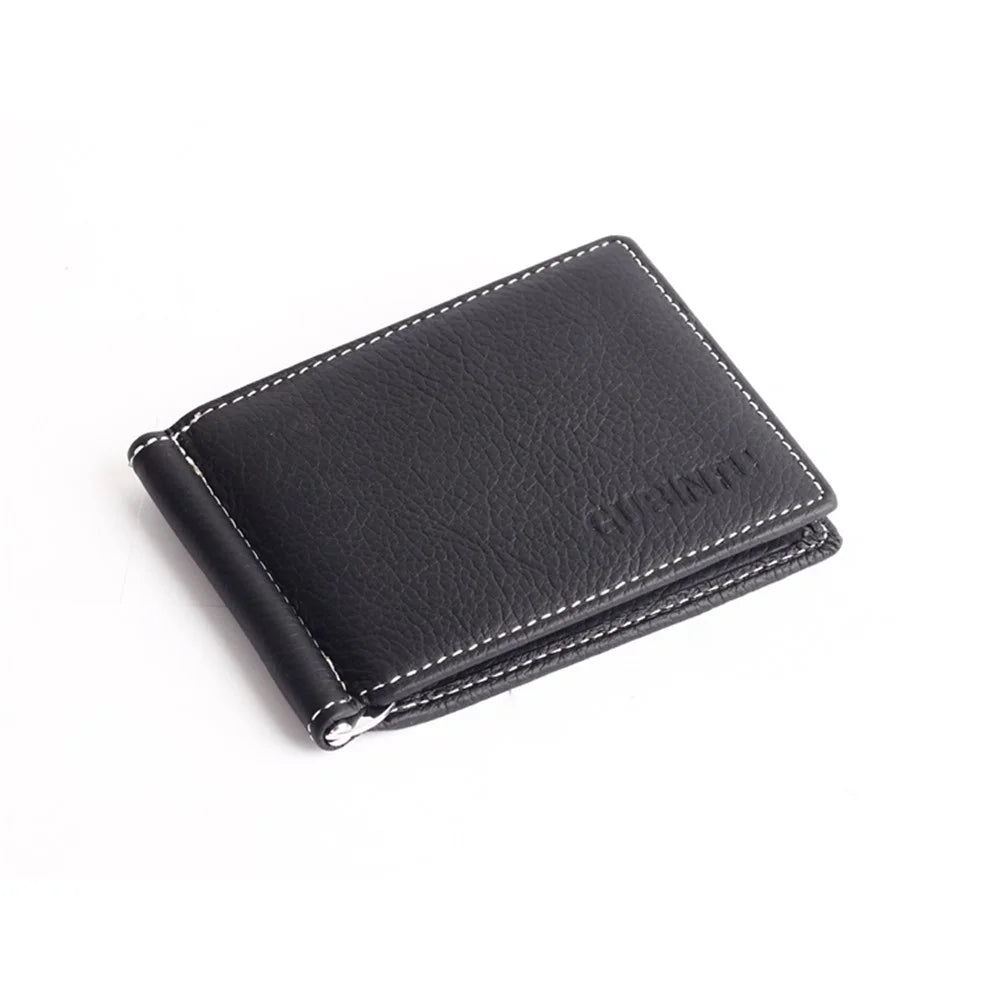 GUBINTU 6018 Men's Bi-fold Top Layer Genuine Leather Purse Short Wallet - Black - 6