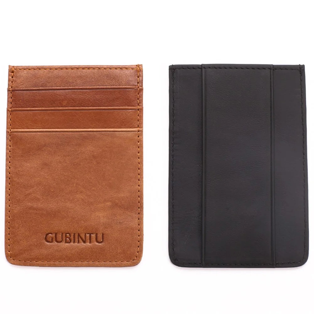 GUBINTU G111 Anti-theft RFID Protected Genuine Leather Credit Card ID Case Money Pocket Holder - Brown - 2