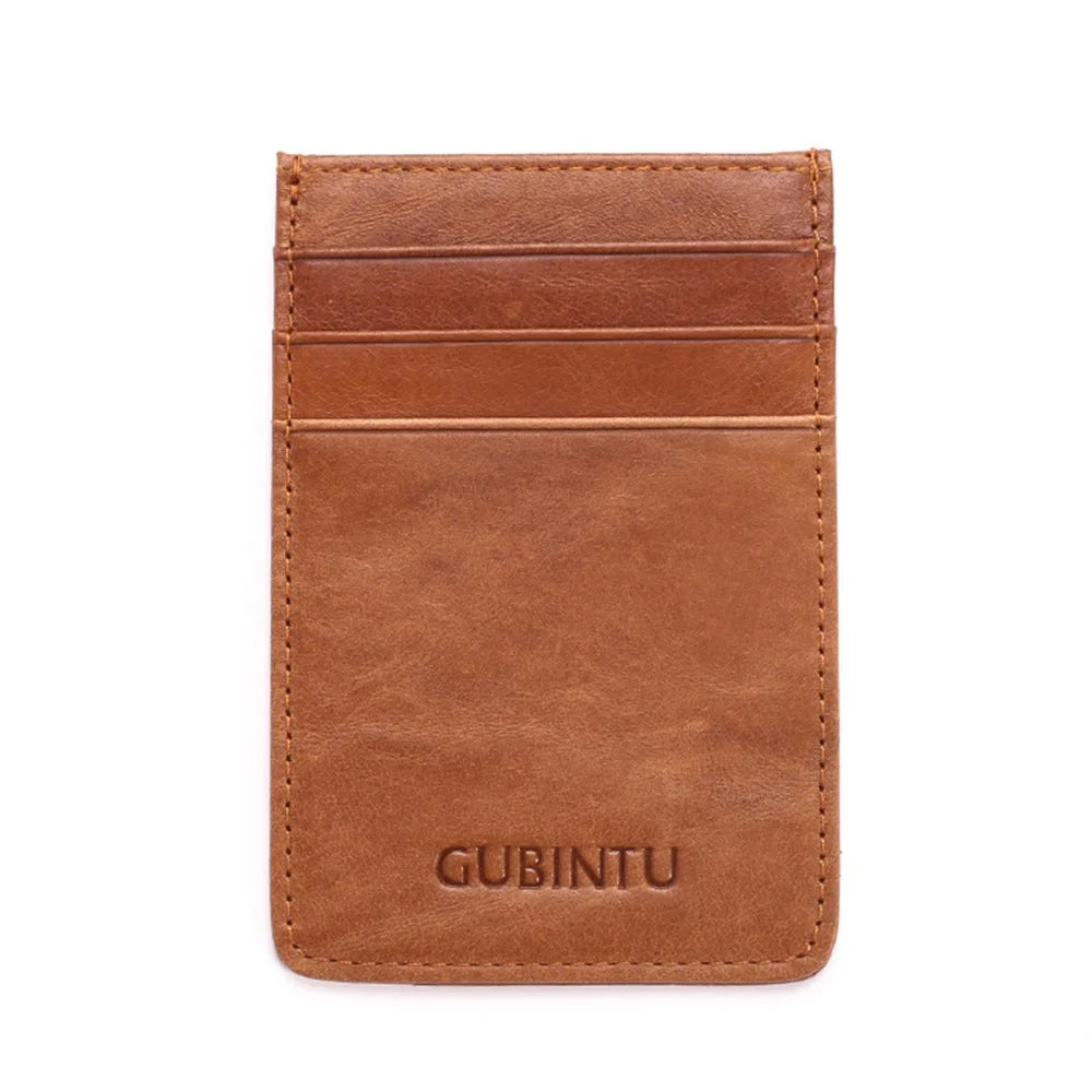GUBINTU G111 Anti-theft RFID Protected Genuine Leather Credit Card ID Case Money Pocket Holder - Brown - 3