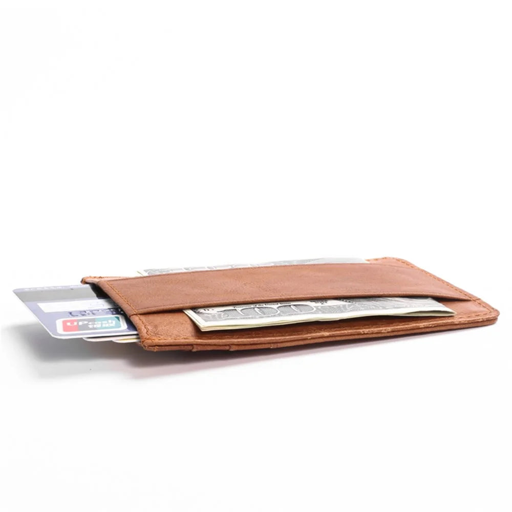 GUBINTU G111 Anti-theft RFID Protected Genuine Leather Credit Card ID Case Money Pocket Holder - Brown - 6