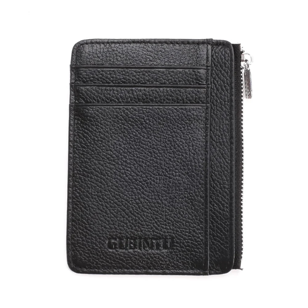 GUBINTU 417 RFID Protected Genuine Leather Wallet Credit Card Money ID Pocket Holder - Black - 3