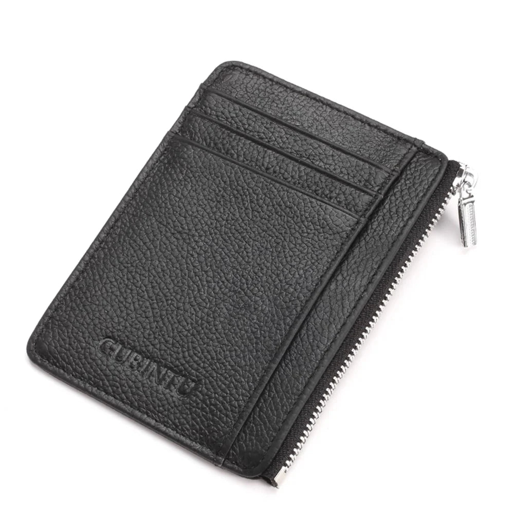 GUBINTU 417 RFID Protected Genuine Leather Wallet Credit Card Money ID Pocket Holder - Black - 5