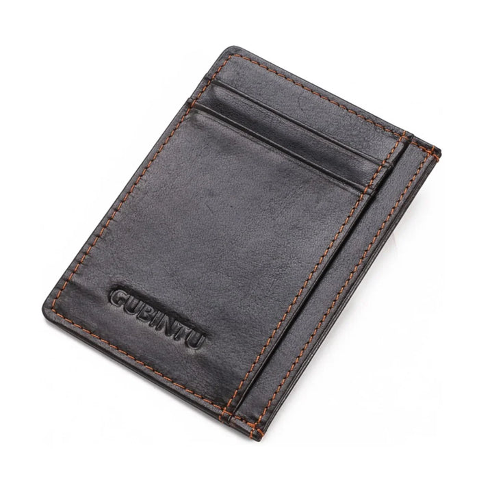115# Stylish Genuine Leather Coin Multi Card Slots Wallet for Men - Dark Brown - 1