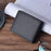 Carbon Fibre Texture RFID Blocking Men Wallet Genuine Leather Bi-fold Purse - 3