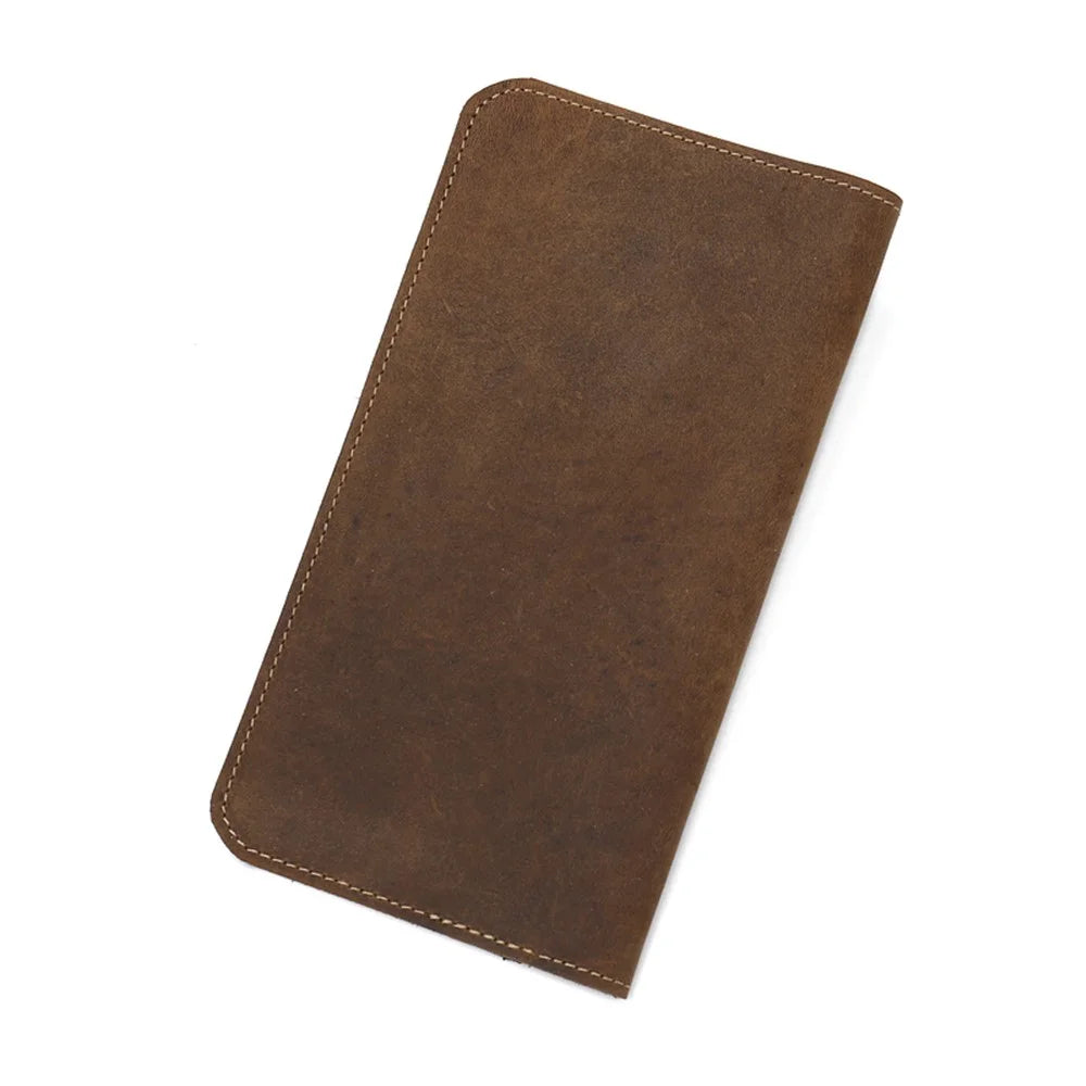 Men's Wallet Vantage Style Cowhide Leather Phone Bag Clutch Long Wallet Purse Hand Bag Card Holder - S - 3