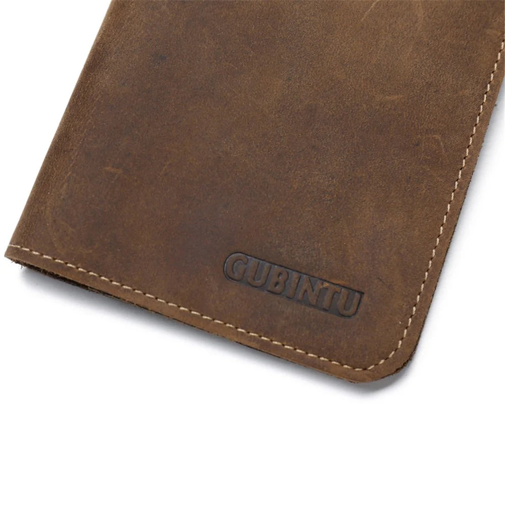 Men's Wallet Vantage Style Cowhide Leather Phone Bag Clutch Long Wallet Purse Hand Bag Card Holder - S - 6