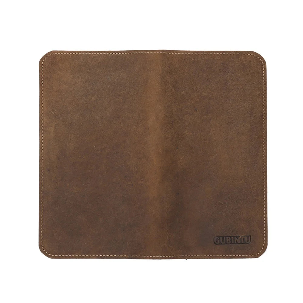Men's Wallet Vantage Style Cowhide Leather Phone Bag Clutch Long Wallet Purse Hand Bag Card Holder - S - 7