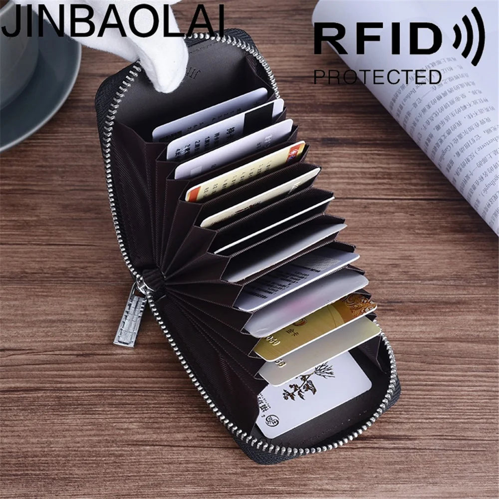 Men Credit Card Holder Leather Carbon Fiber Wallet - Vertical Style - 5