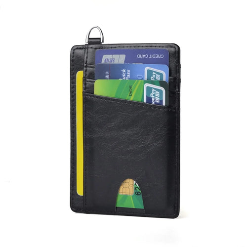 RFID Anti-magnetic ID Card with Ring Bank Card Wallet Pocket Bus Card Bag Card Sleeve - Black - 1